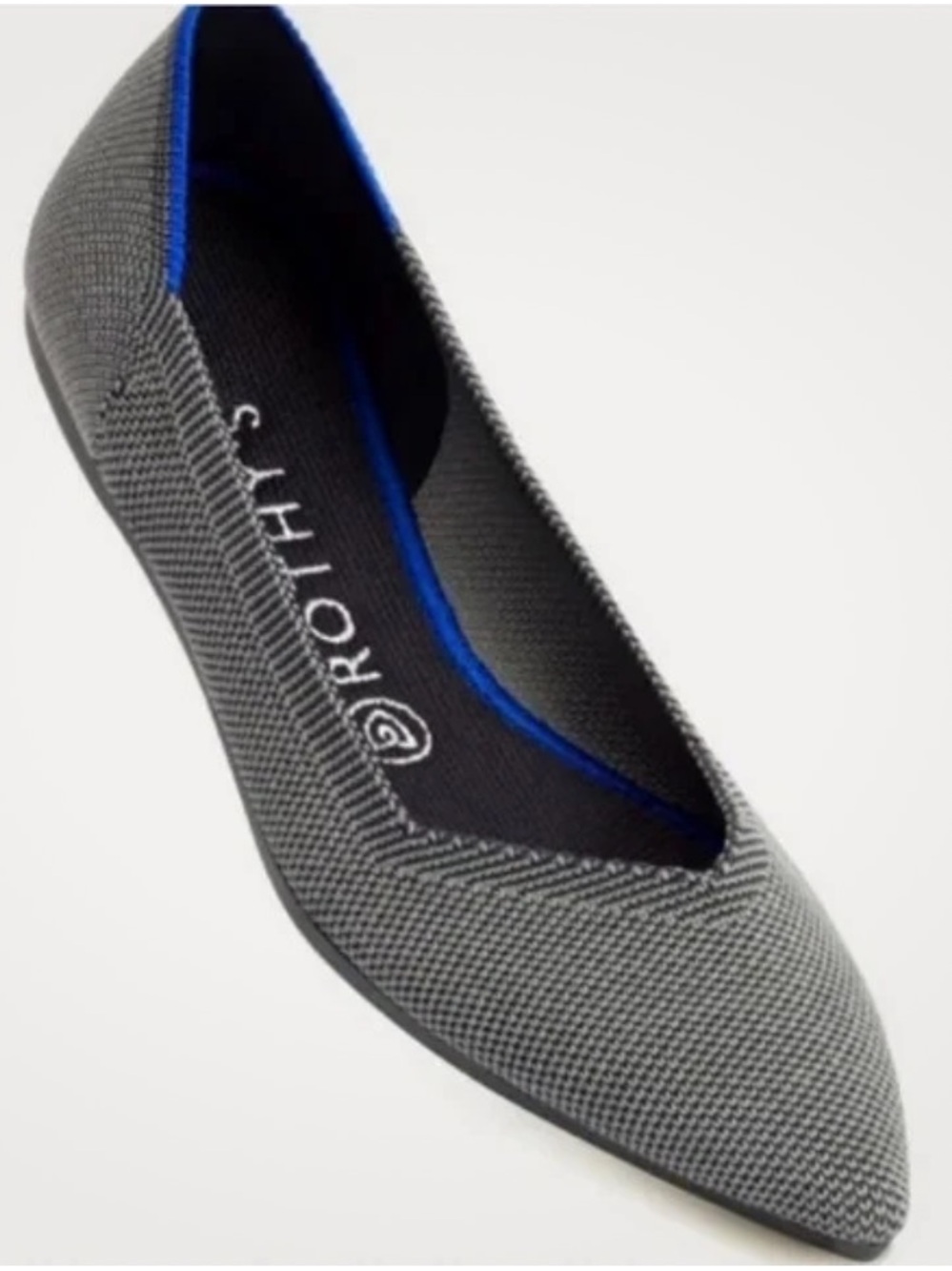 Rothy’s The Point Women’s Flats Cloud Grey Birdseye Knit Ballet Shoes Size 8.5